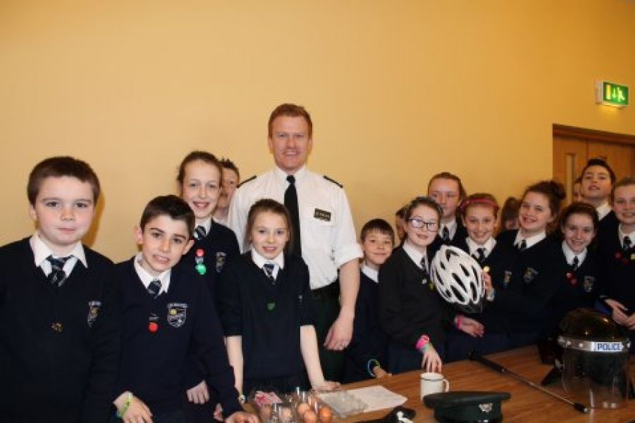 Primary 7 with Police Officer at Be Safe 